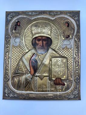 Николай Чудотворец латунный оклад